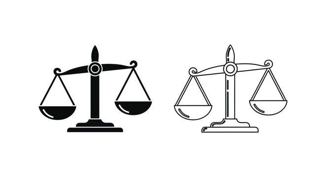 a black and white scales of justice icon set Vector