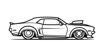 Obraz premium Classic muscle car black and white vector illustration for design projects
