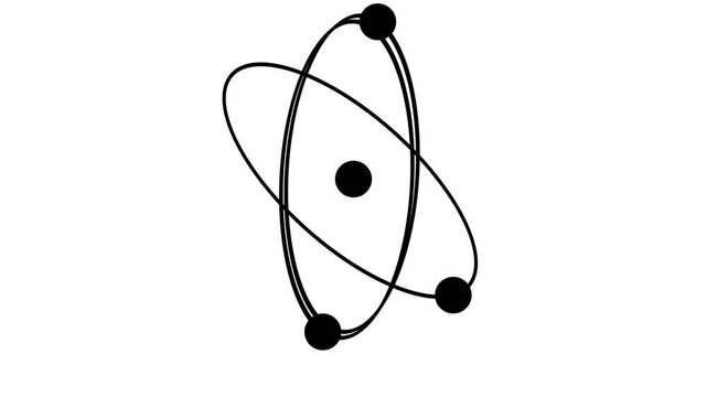 Minimalist Black and White Atom Science Animation Loop