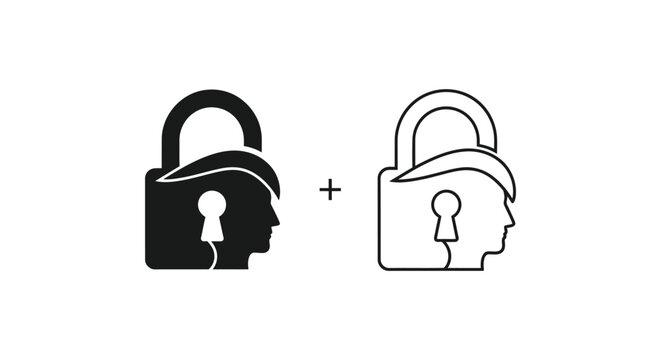 a combination of a padlock and a human head Vector