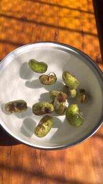 Raw cashews in a water 