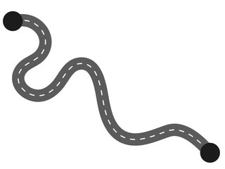 Fototapeta premium Curved asphalt road with starting point to destination.