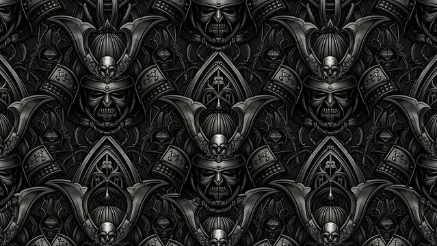 Dark Gothic Skull Pattern Seamless Background Texture.