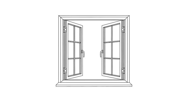 Vector illustration of open window with two glass panes
