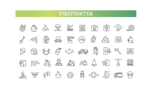 Firefighting safety equipment line symbols