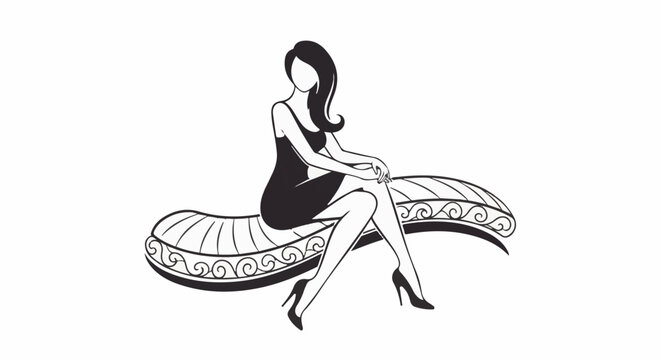 Elegant illustration of a woman in a black dress and heels