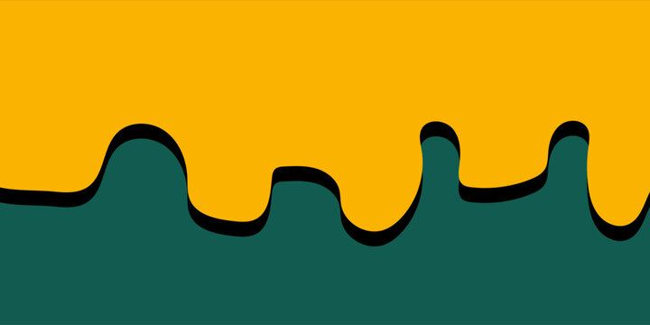 Abstract Green Drip Paint Over Yellow Background With Black Outline &mdash; Modern Fluid Design.elemen trendy design