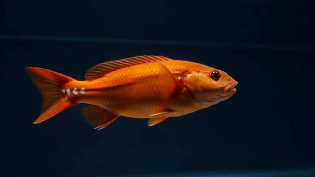Orange fish swimming in dark water.