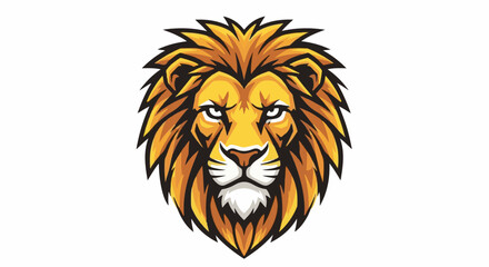 Obraz premium Fierce lion mascot head with golden mane and intense eyes
