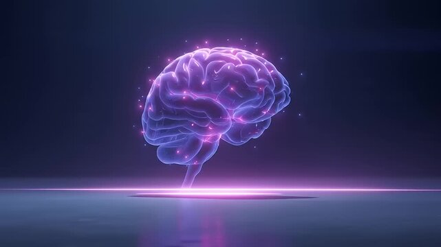 Futuristic Digital Brain Illustration - Abstract Glowing Neural Network of Thought and Consciousness