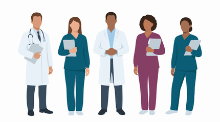 Fototapeta premium Diverse Medical Team: Doctors and Nurses Standing Together