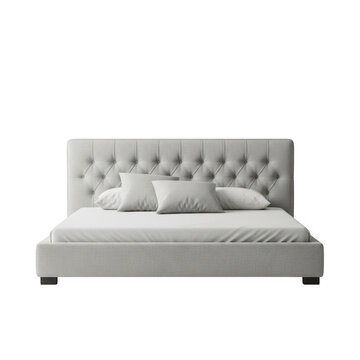Plush tufted bed isolated on transparent background