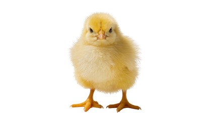 Obraz premium Fluffy yellow chick standing, isolated on transparent background