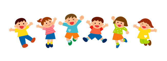 ジャンプする子供たち © popo