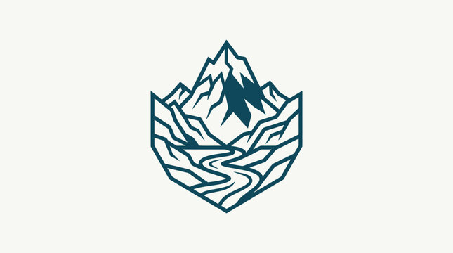 Mountain Range Logo Design In Abstract Geometric Style