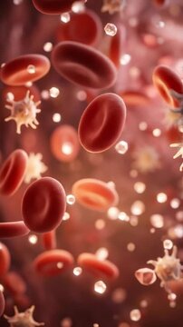 Glucose hormone blood sugar insulin bloodstream with red blood cell and platelet, medical diabetes metabolism, blood sugar glucose link with insulin and hormone bloodstream circulation for health