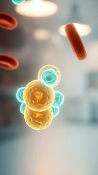 Glucose hormone blood sugar insulin cell molecule bloodstream red blood cell white blood cell platelet dynamics diabetes metabolism medical illustration of blood glucose regulation and energy control