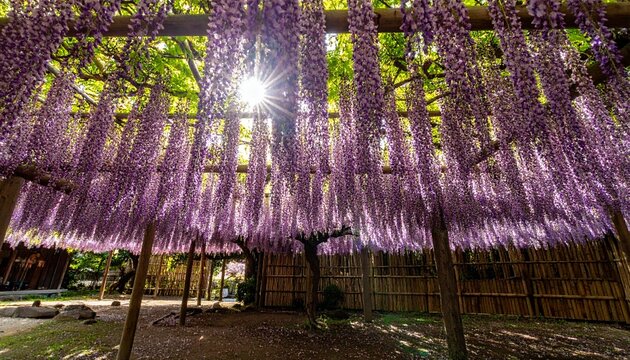 見頃を迎えた藤の花の写真