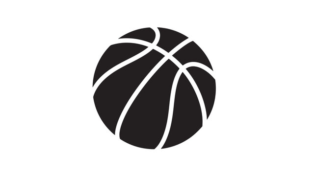 Basketball icon with classic lines on a white background, representing sports and competition. featuring sport, ball, game with hoop and net elements
