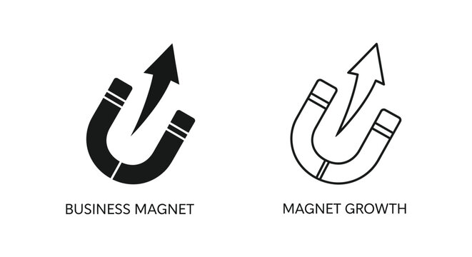 business magnet and magnet growth icons Vector