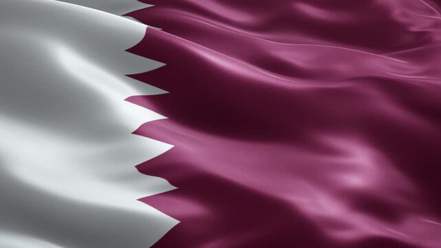 Qatar Flag Loop Animation with Serrated Edge, Seamless Waving Fabric