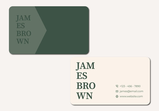 Minimal business card template with green tones, diagonal layout, and clean modern corporate design