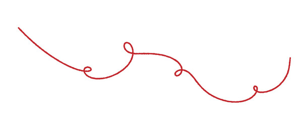 Red string with minimal doodle style. Simple illustration for crochet theme on white background. © Elena