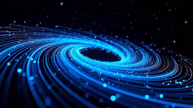 Blue spiral light pattern in space