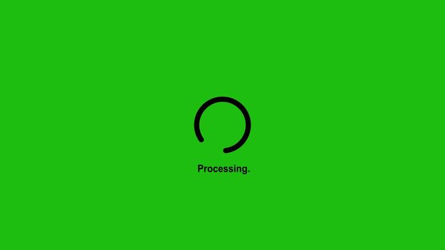 Progress circle icon with "Processing" text on a black background, buffering animation for data and system operations.