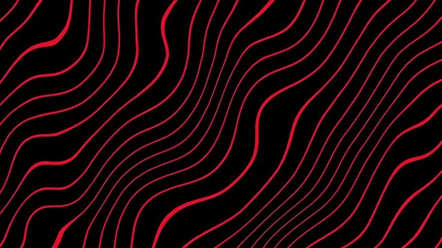 Vibrant red lines create a dynamic pattern on a black background.