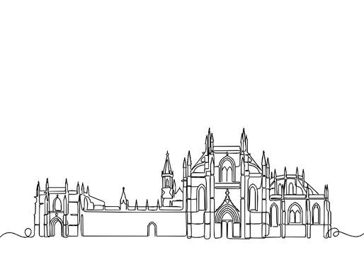 Batalha Monastery Gothic Architecture Monoline Art Background