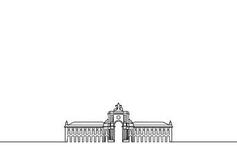 Obraz premium Lisbon Praca do Comercio Monoline Skyline Vertical Art