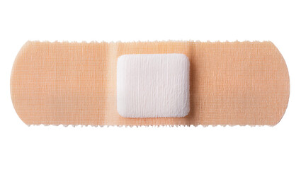 Obraz premium Beige fabric bandage with white sterile pad, isolated on transparent background