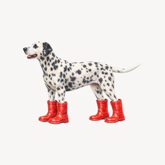 Naklejka premium Dalmatian wearing red boots