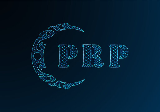 Low poly letter logo PRP design. PRP letter logo low poly vector design on blue color gradient background. PRP logo low poly design