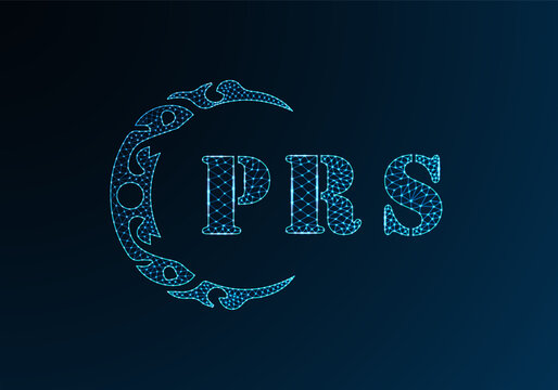 Low poly letter logo PRS design. PRS letter logo low poly vector design on blue color gradient background. PRS logo low poly design