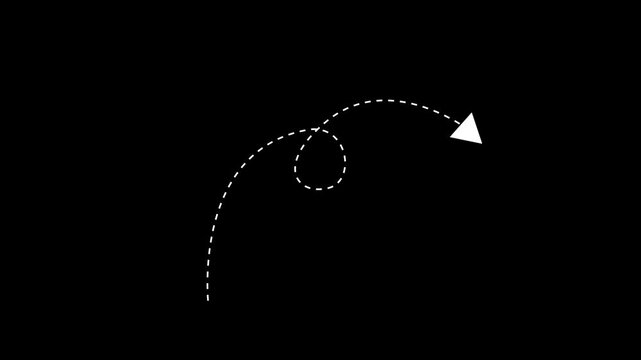 Short dotted curved arrow path animation showing direction, movement and navigation concept. Ideal for explainer videos, presentations, UI design and motion graphics projects in 4K.