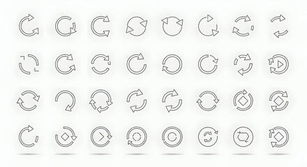 Obraz premium Circular Arrow Icons Set: Refresh, Recycle, Rotate, Reload, Sync, Repeat Symbols