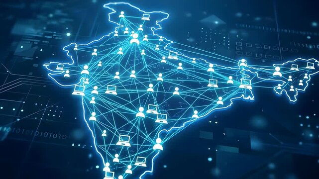 Digital Connectivity Map Of India With Globe Network Connections And Data Transfer Lines Illustrating Global Reach And Technology Integration In A