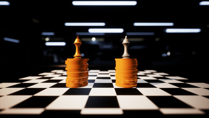 Chess and gold coins  growth, development, and investment appreciation © yongheng19962008