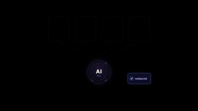 Abstract concept of artificial intelligence represented through glowing geometric shapes and lines on a dark background. Suitable for technology or futuristic design projects.