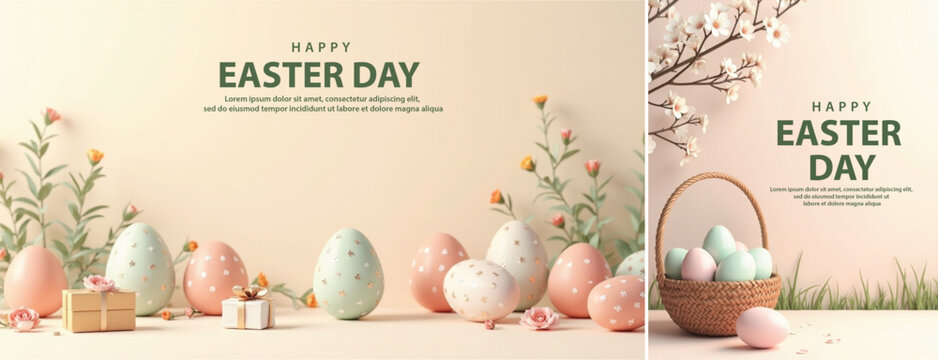 Elegant easter day background, Decorative happy easter day background for website, social media template