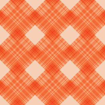 Seamless orange plaid pattern classic tartan textile design for fabric and background simple geometric texture vector illustration