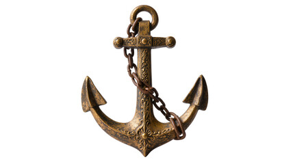 Ornate antique anchor with chain, isolated on transparent background © PROSTOCK