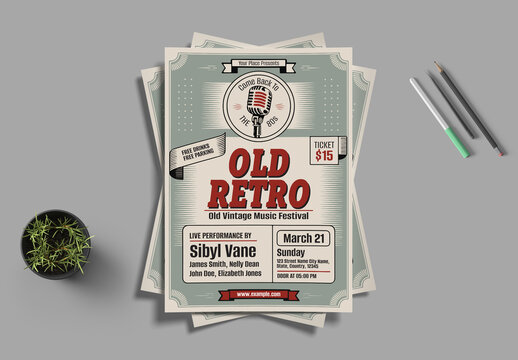 Retro Live Music Event Flyer Design