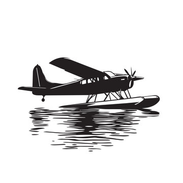 silhouette of a seaplane