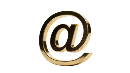 Obraz premium Shiny golden at symbol, isolated on transparent background