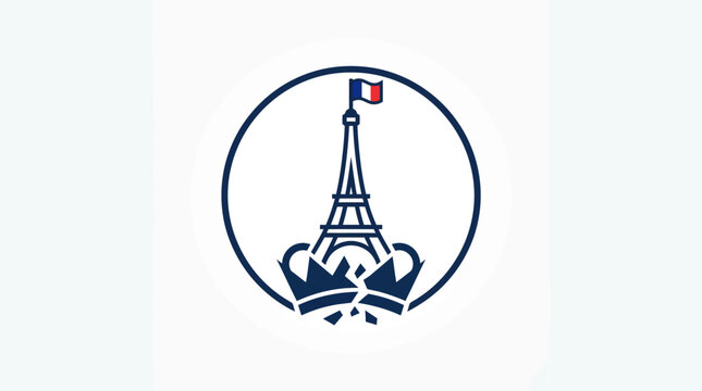 Elegant Eiffel Tower Logo with French Flag