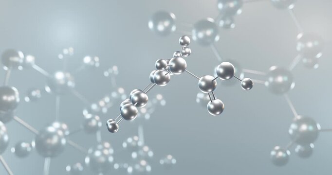 Homogentisic acid rotating 3d molecule, molecular structure of tyrosine metabolite seamless video
