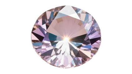 Fototapeta premium Round faceted amethyst gemstone with sparkling light reflections, isolated on transparent background